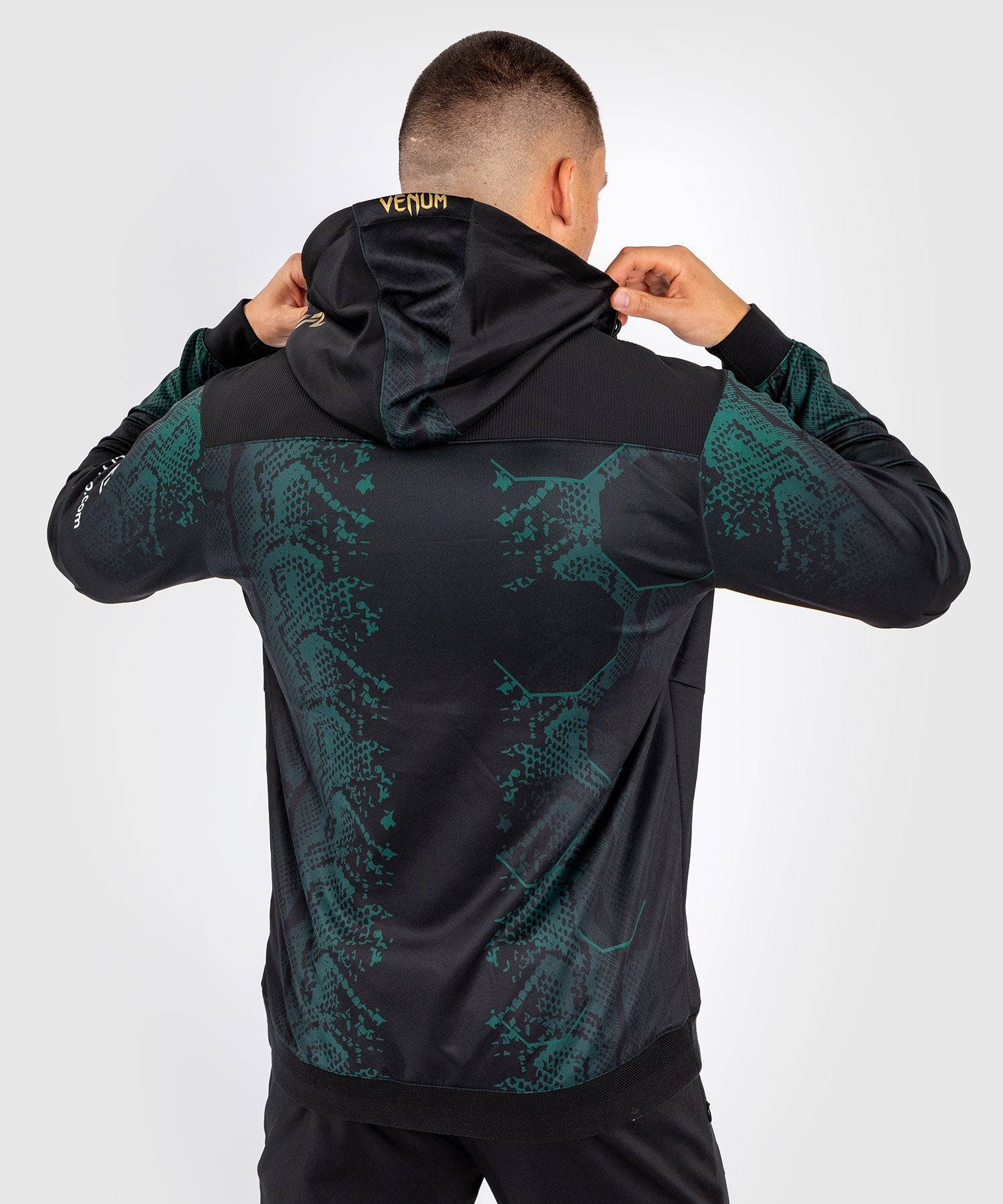 UFC Adrenaline by Venum Authentic Fight Night Men’s Walkout Hoodie - Emerald Edition - Green/Black/Gold