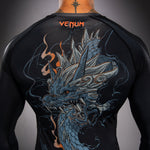 Load image into Gallery viewer, Venum Thunder Dragon Long Sleeve Rashguard - Black/Grey/Copper
