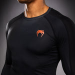 Load image into Gallery viewer, Venum Thunder Dragon Long Sleeve Rashguard - Black/Grey/Copper
