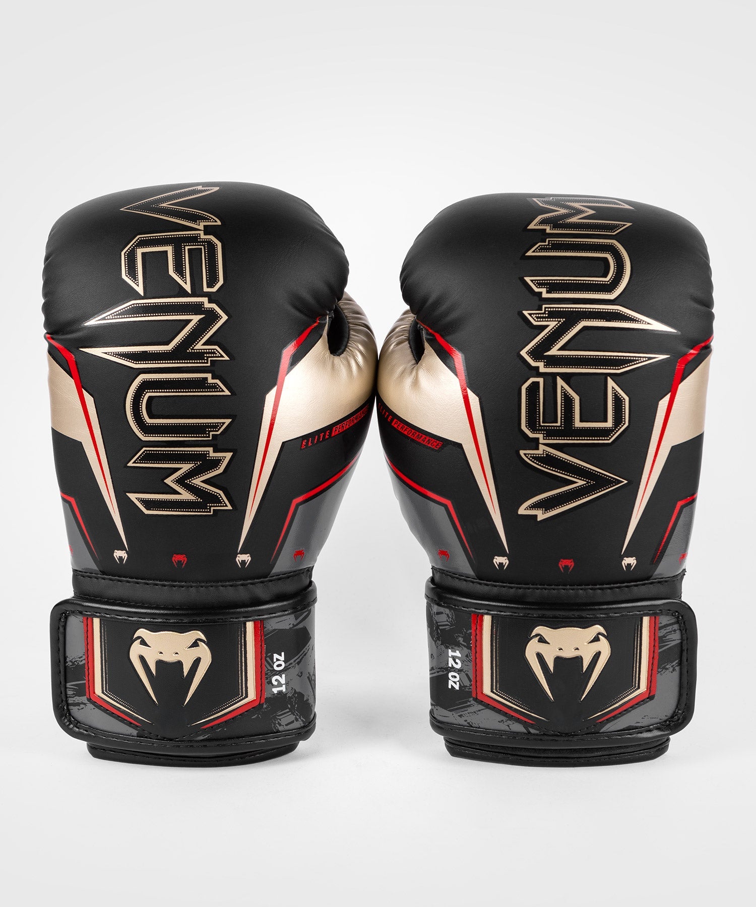 Venum Elite Evo Boxing Gloves - Black/Gold/Red