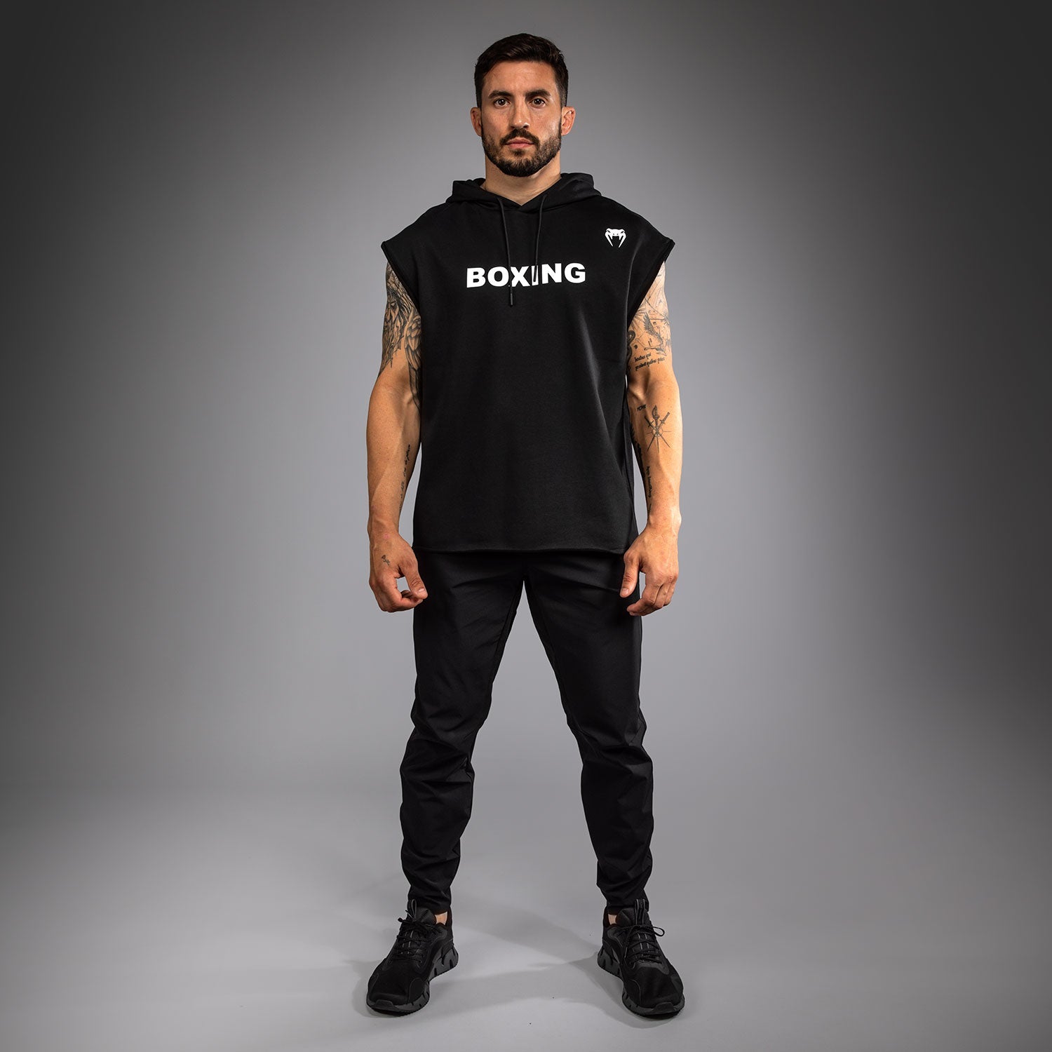 Venum VT Boxing Sleeveless Hoodie - Black/White
