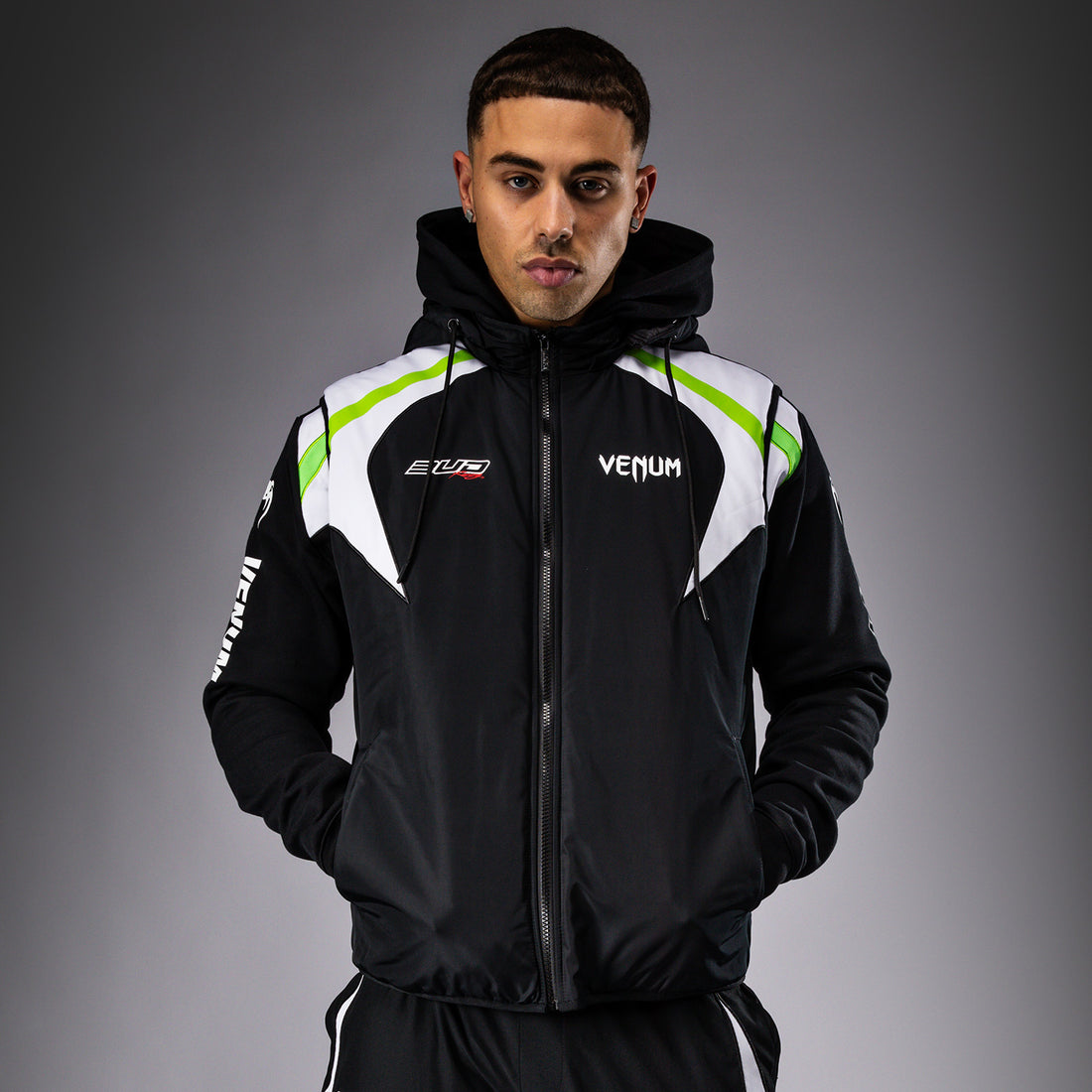 Venum x Bud Racing Down Jacket - Black/White/Lime Green