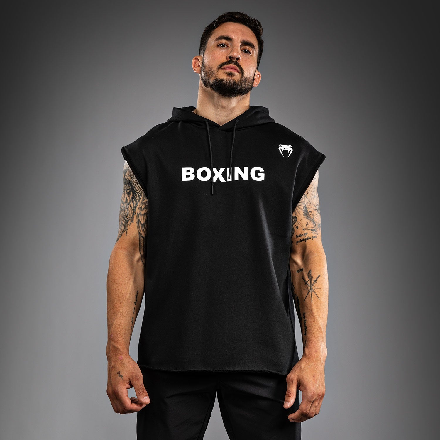 Venum VT Boxing Sleeveless Hoodie - Black/White