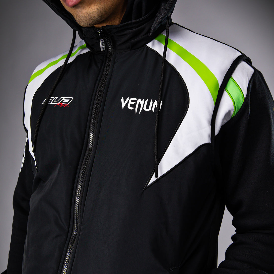 Venum x Bud Racing Down Jacket - Black/White/Lime Green
