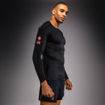 Load image into Gallery viewer, Venum Thunder Dragon Long Sleeve Rashguard - Black/Grey/Copper
