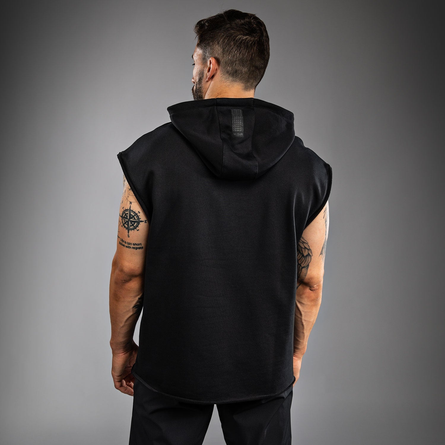 Venum VT Boxing Sleeveless Hoodie - Black/White