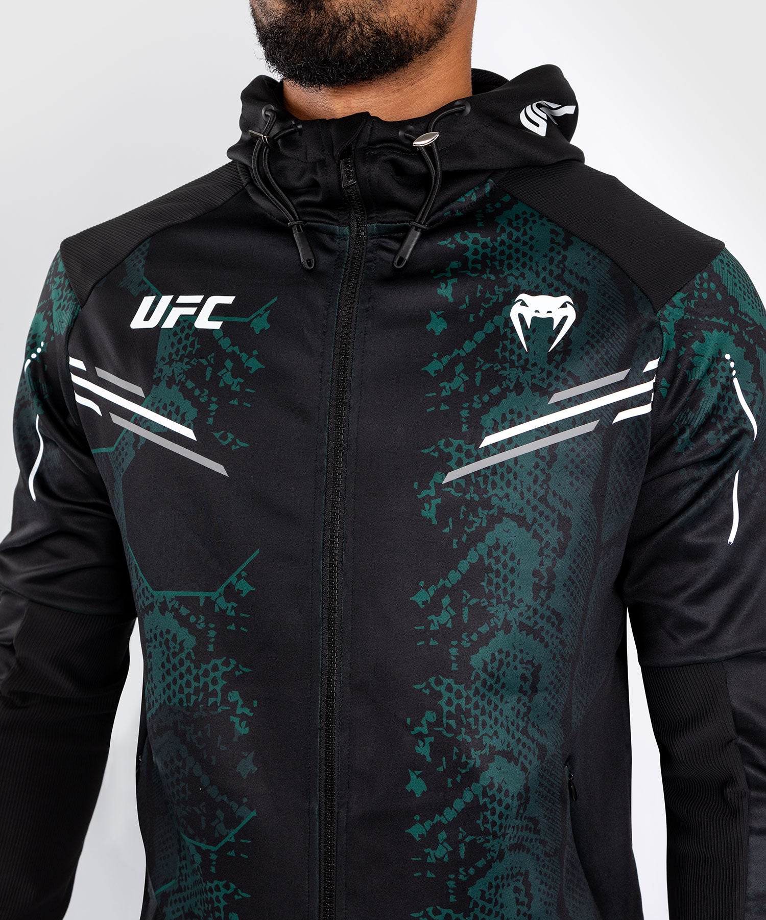 UFC Adrenaline by Venum Authentic Fight Night Men’s Walkout Hoodie - Emerald Edition - Green/Black