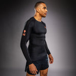 Load image into Gallery viewer, Venum Thunder Dragon Long Sleeve Rashguard - Black/Grey/Copper
