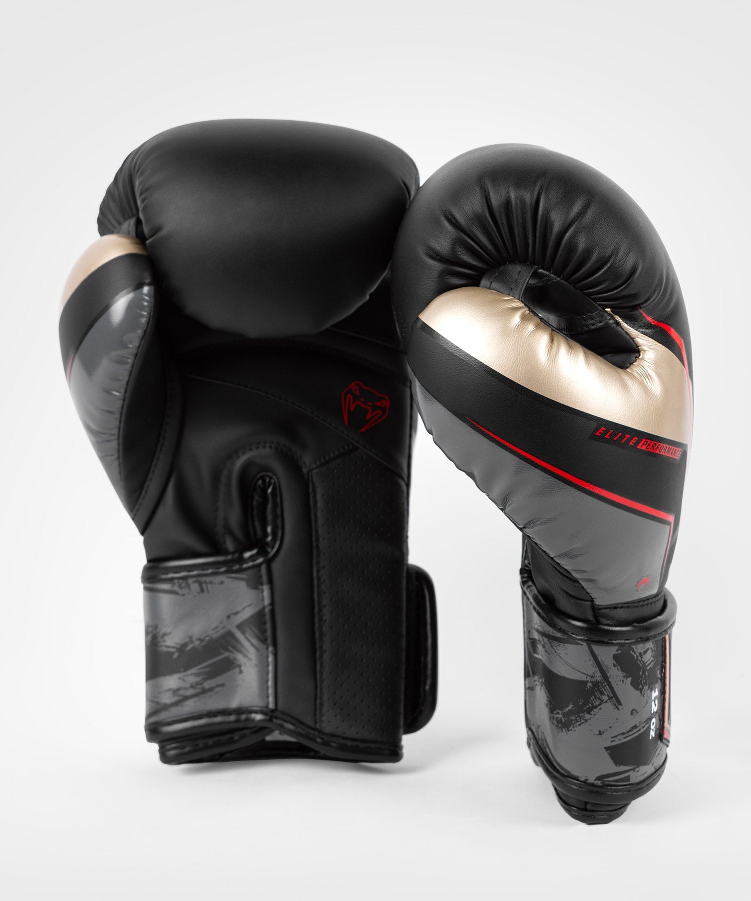 Venum Elite Evo Boxing Gloves - Black/Gold/Red